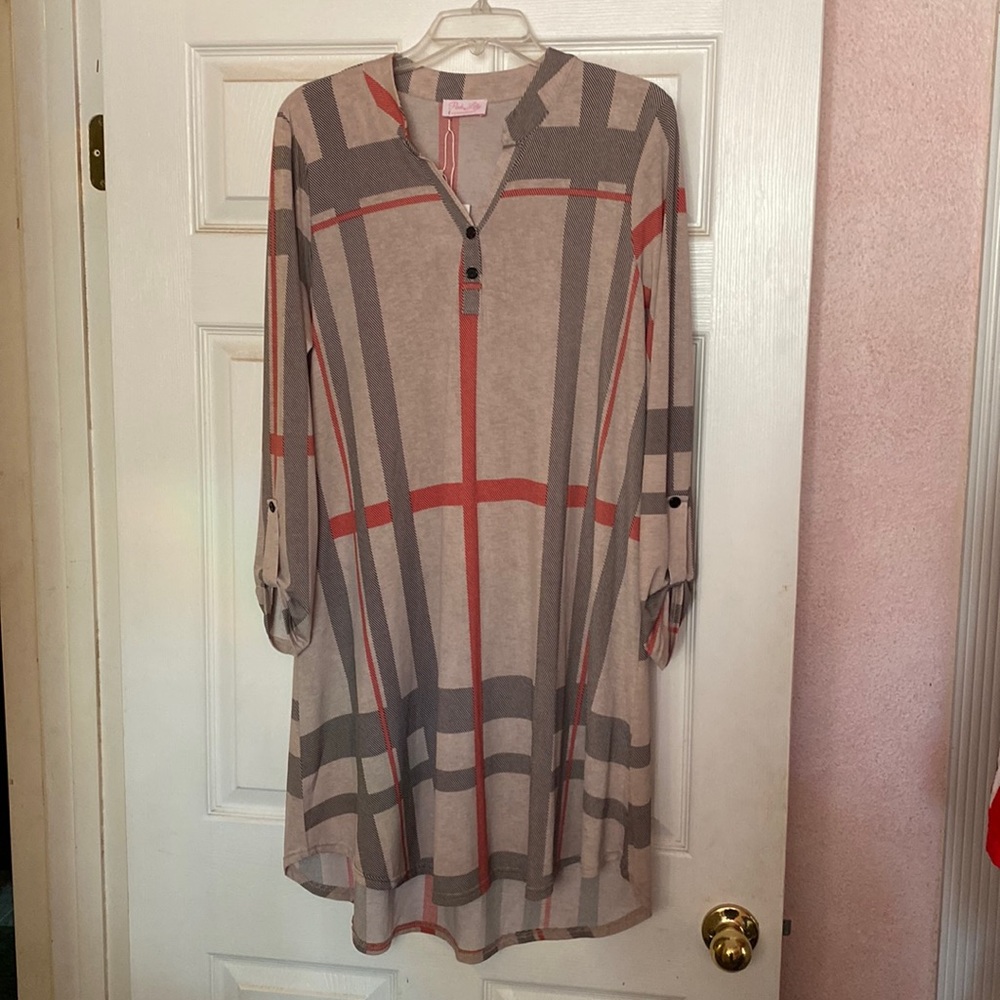 Pink Lily Clementine Plaid Dress - Brand New, Never Worn. Size L